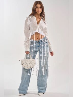Petal Drift Crochet Detail Blouse